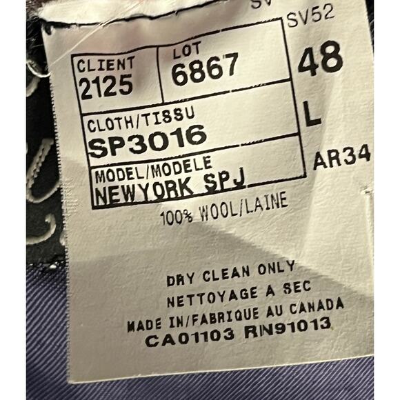 Jack Victor Blazer Suit Jacket Coat 3Sixty5 Two Button Wool Navy Blue Mens 48 L‎ - Picture 15 of 15